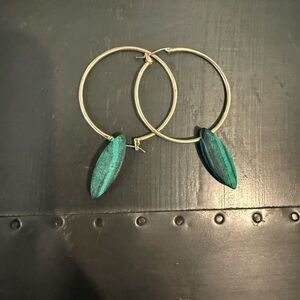 a new day Gold and Green Hoop Earrings